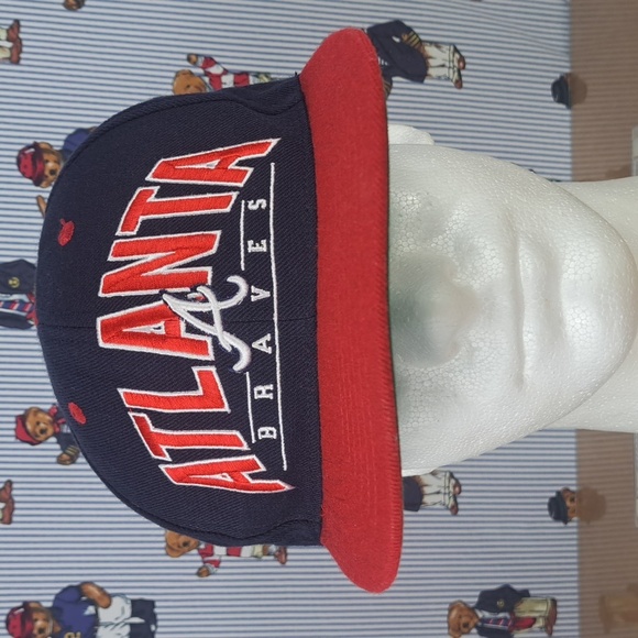 Atlanta Braves Cooperstown Collection block lettering blue & red snapback hat - Picture 1 of 9